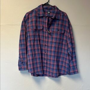 Lee Women’s Blue and Red Plaid Shirt